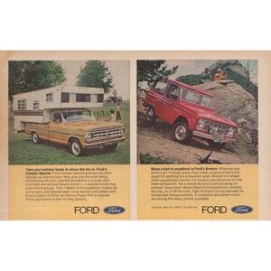Ford Truck Camper Special Ford Bronco 4-Wheel Drive Adventure Print Ad 1971